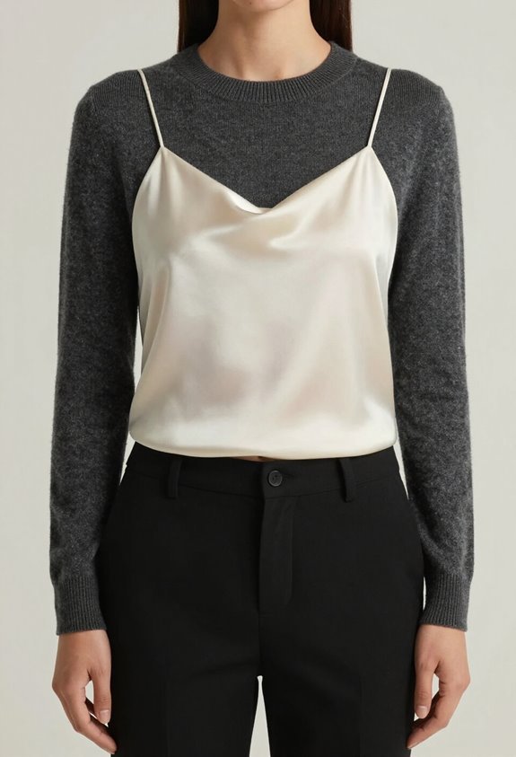 sophisticated silk camisole layering