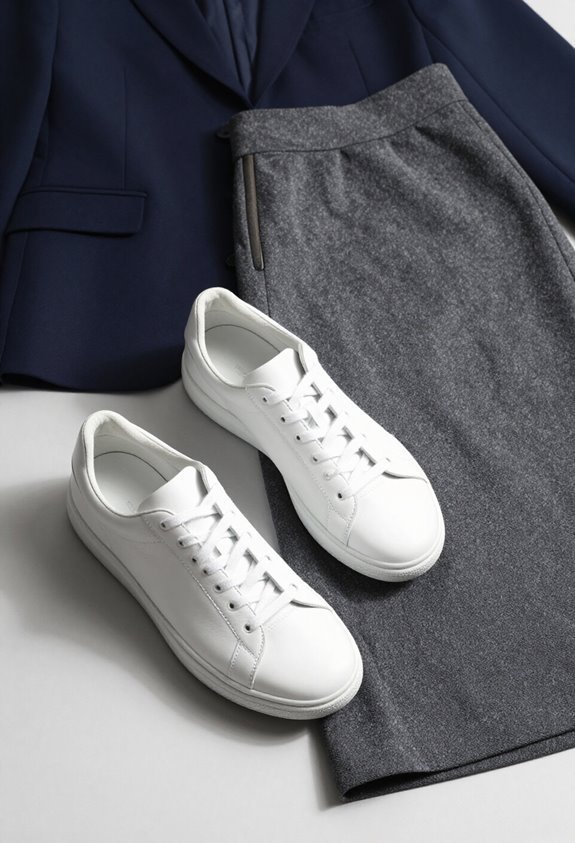 sophisticated sneaker skirt combination