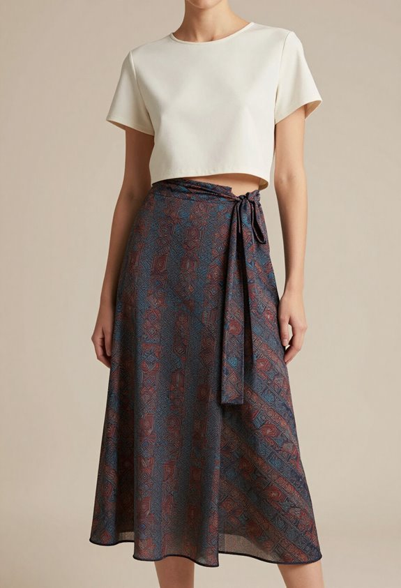 sophisticated wrap skirt ensemble