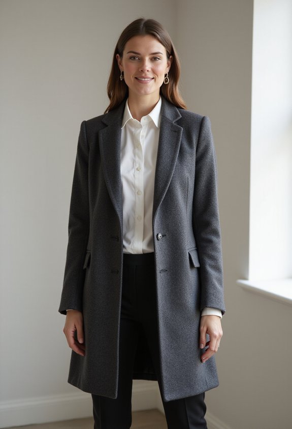 structured coat elevates base outfit