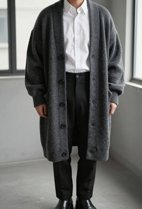 stylish oversized cardigan layering