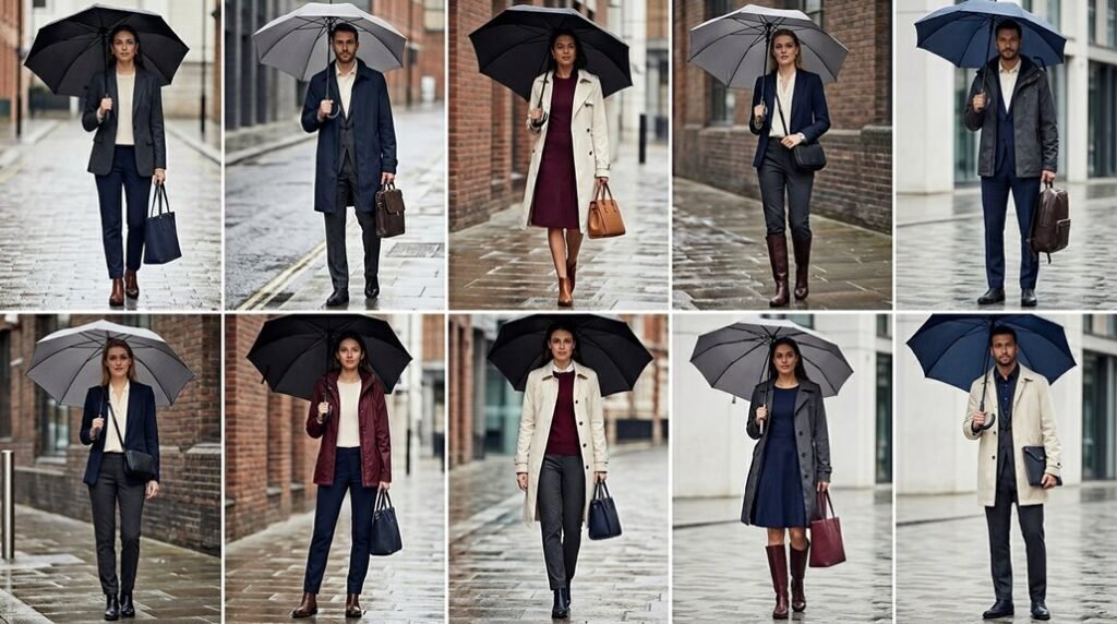 stylish rainy day attire