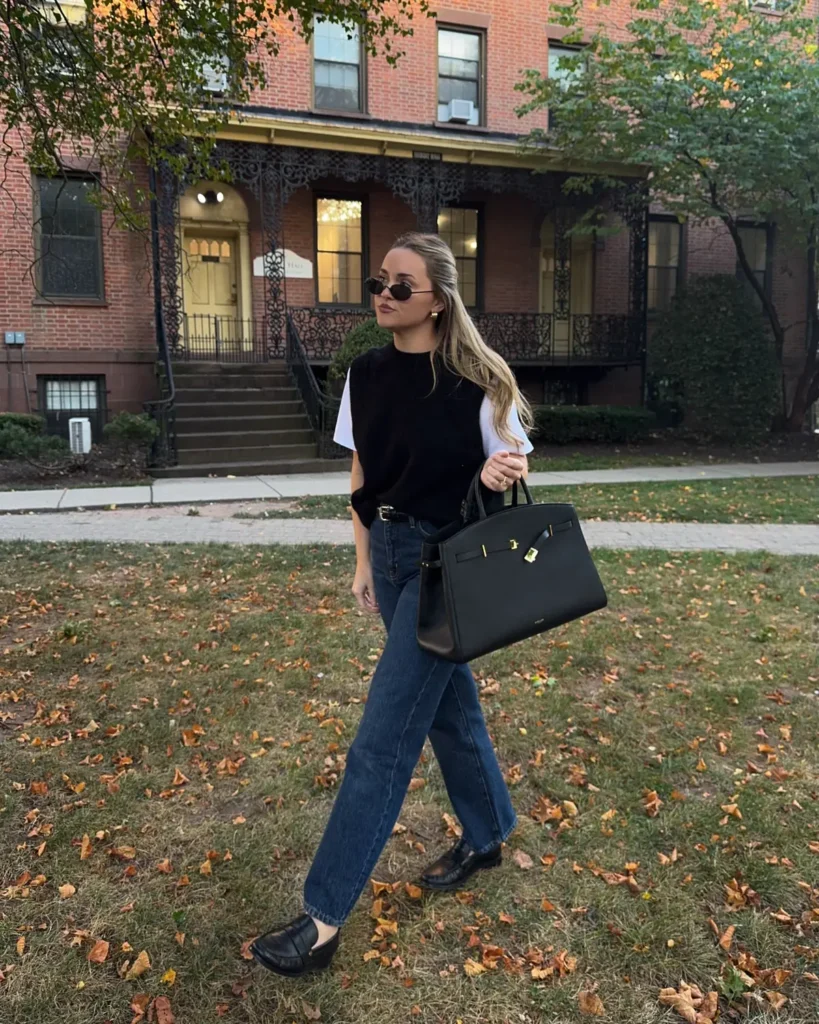 Sweater Vest Over a Short-Sleeve Tee