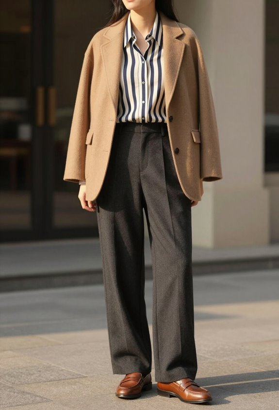 timeless striped professional outfit
