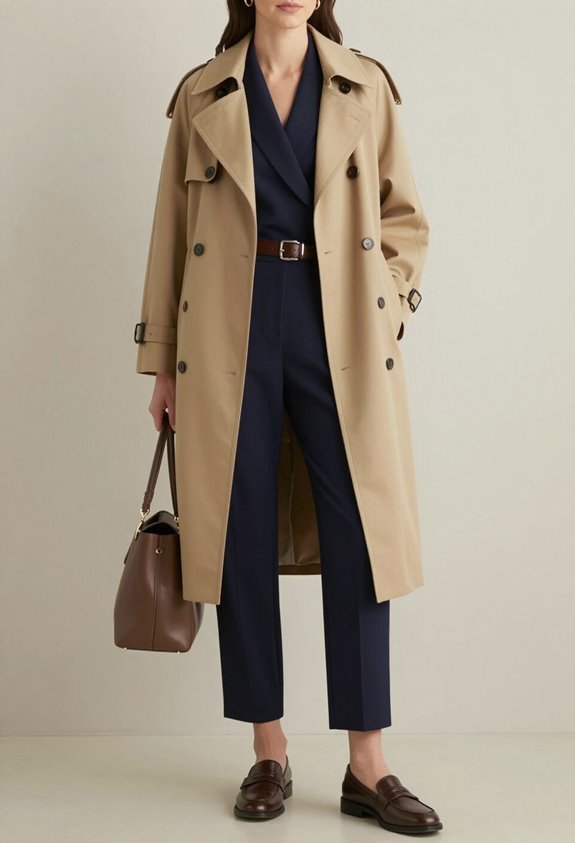 trench coats elevate jumpsuits