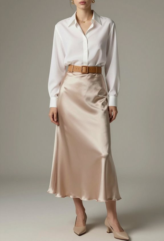 versatile neutral satin skirts
