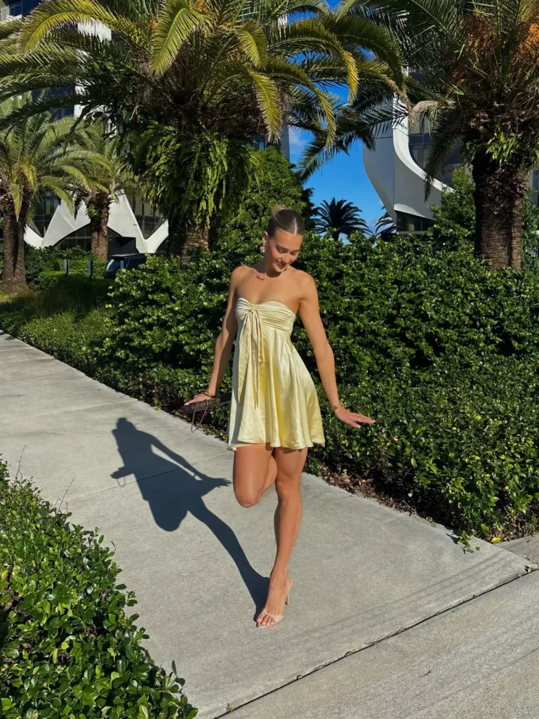 A Butter Yellow Satin Mini for Warm Evenings