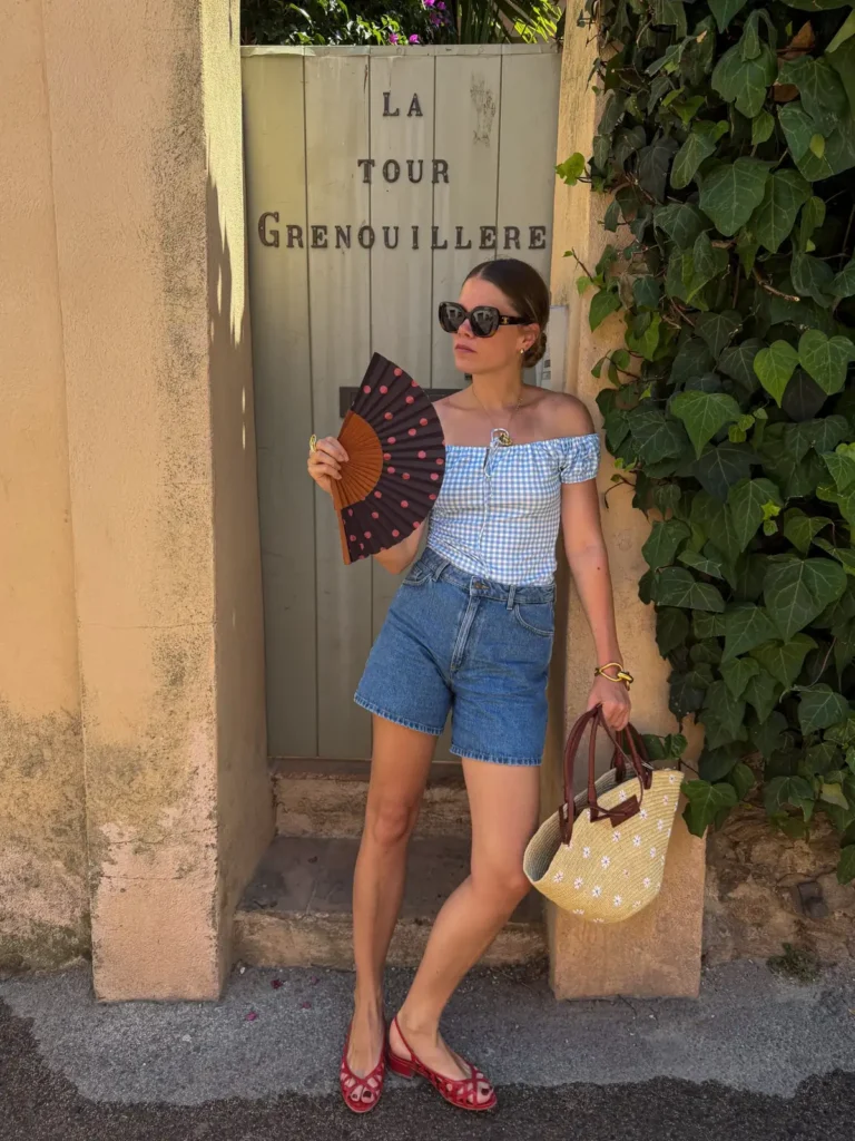 Blue Gingham and Longer Denim Shorts for a Heatwave