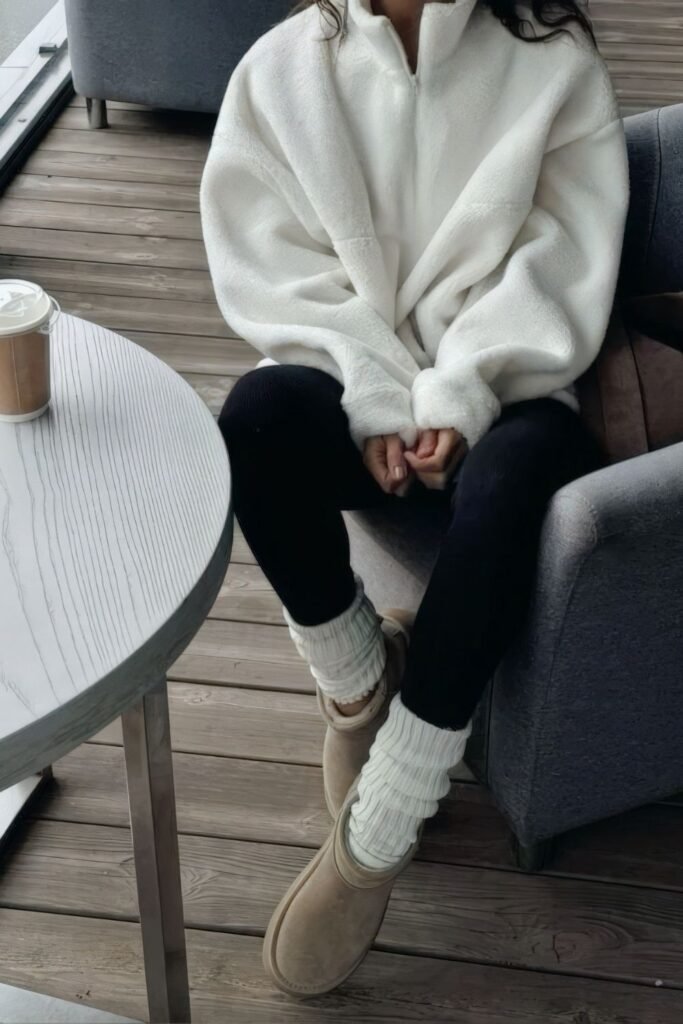 Fleece Half-Zip With Slouchy Leg Warmers