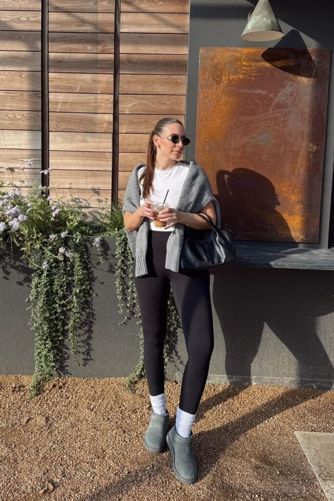Grey Knit Draped Over a White Tee