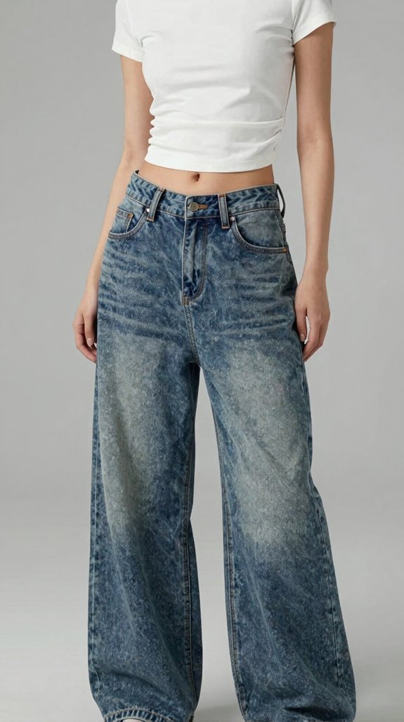 baggy jeans fitted crop top