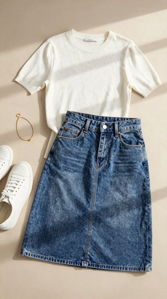 denim skirt fitted knit