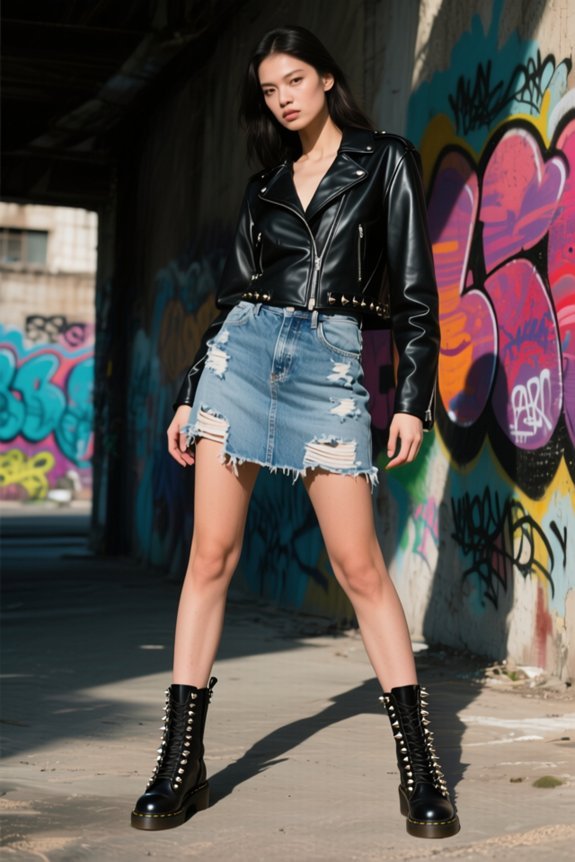 edgy leather and boots