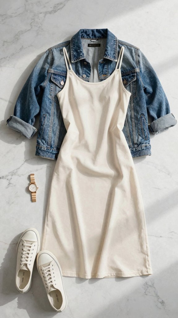 layered denim tank dress