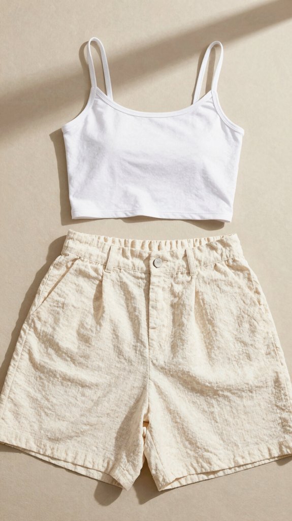linen shorts and crop tops