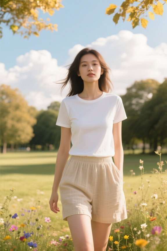 linen shorts fitted tee