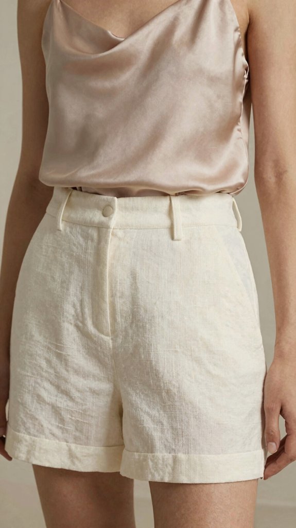 linen shorts silky camisole