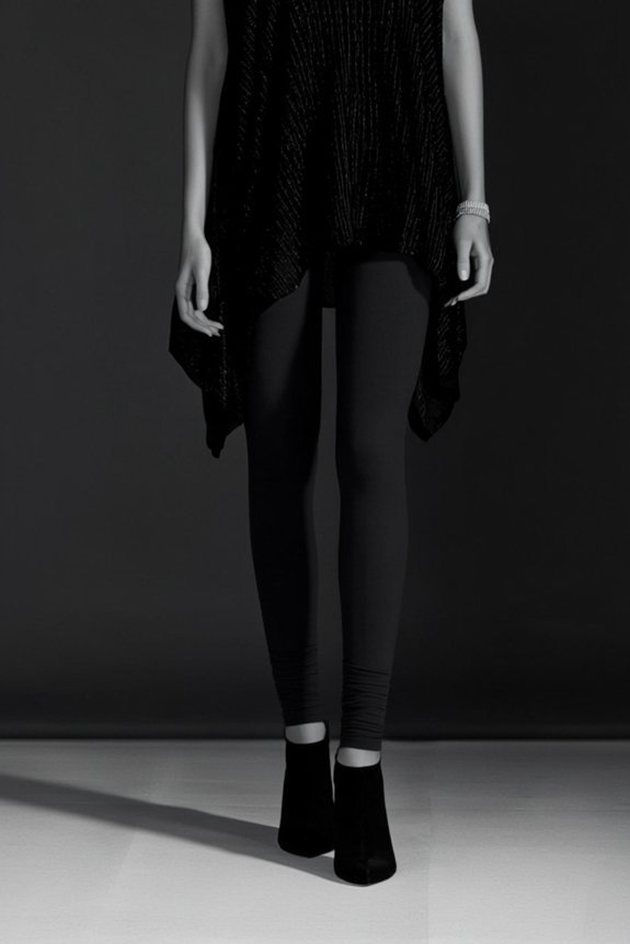 monochromatic black leggings styling