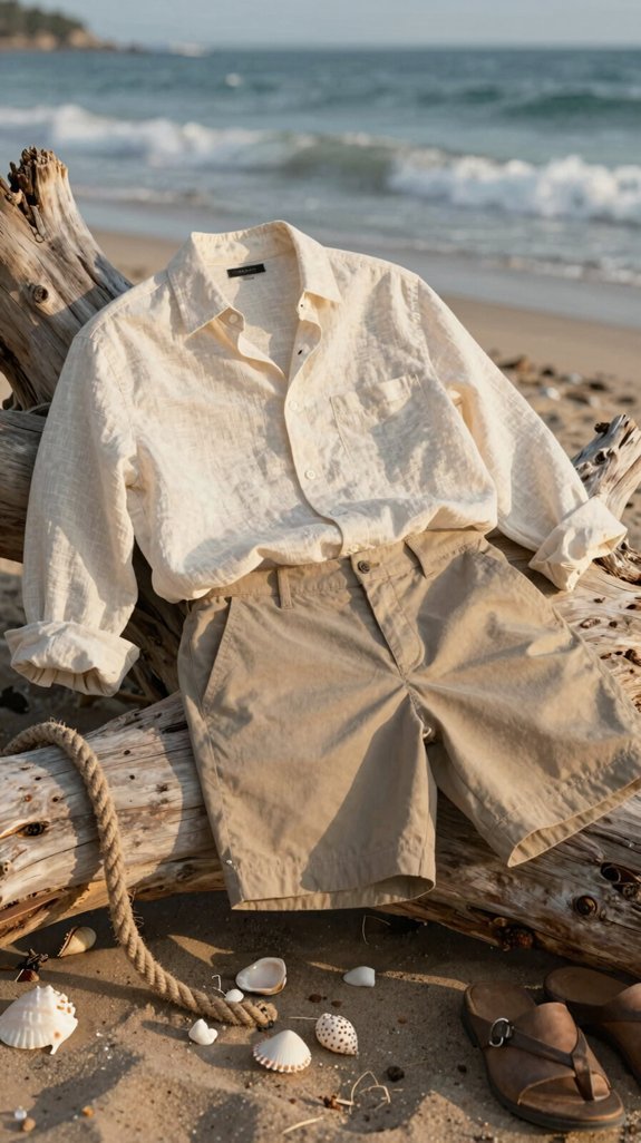 stylish linen beach outfit