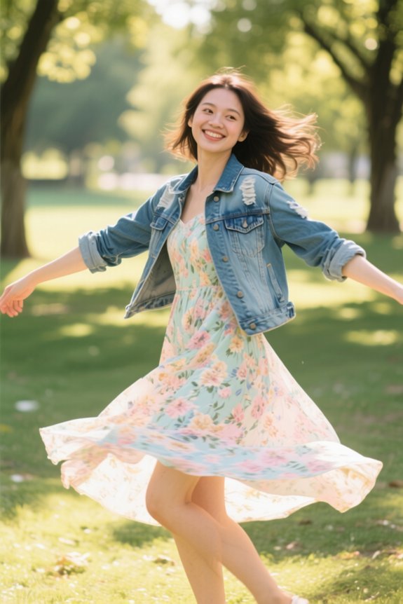 sundress and denim jacket