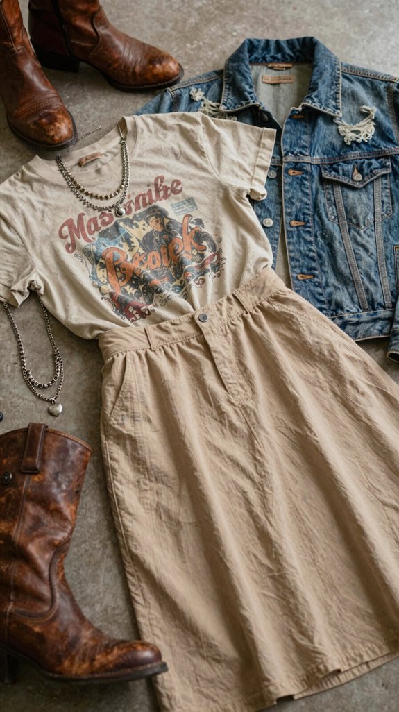 vintage tee midi skirt