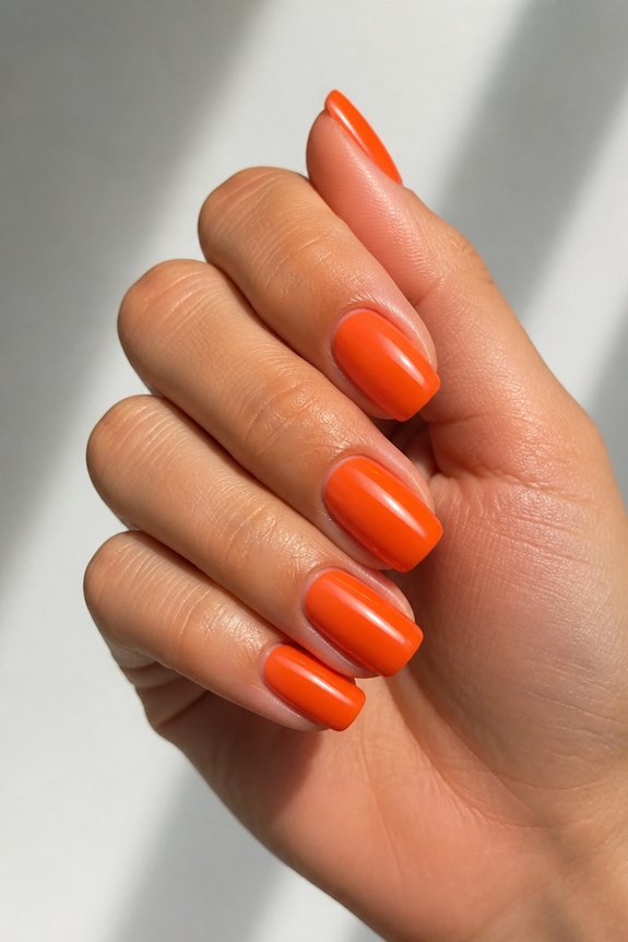 bold hot orange nails