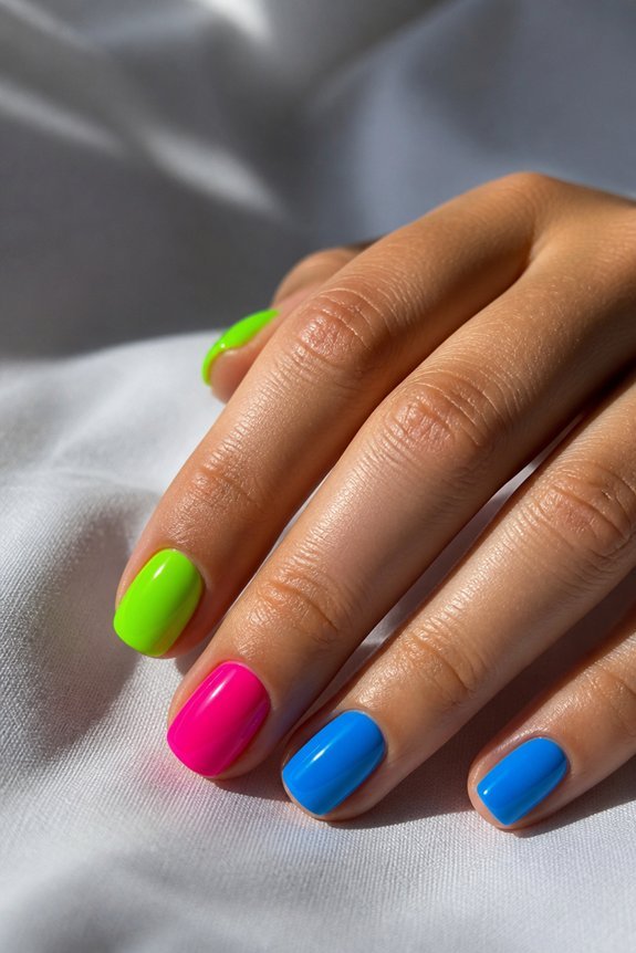 bold neon nails shine