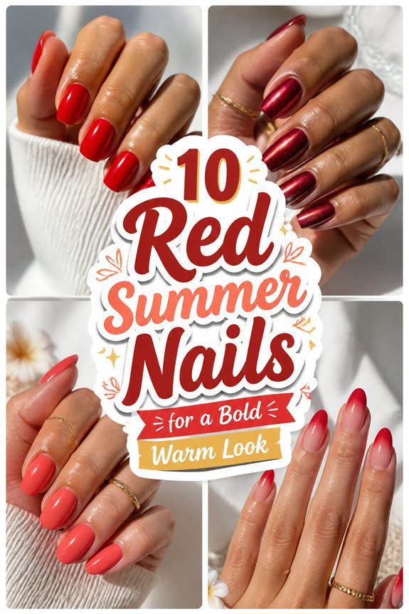 bold warm red nails