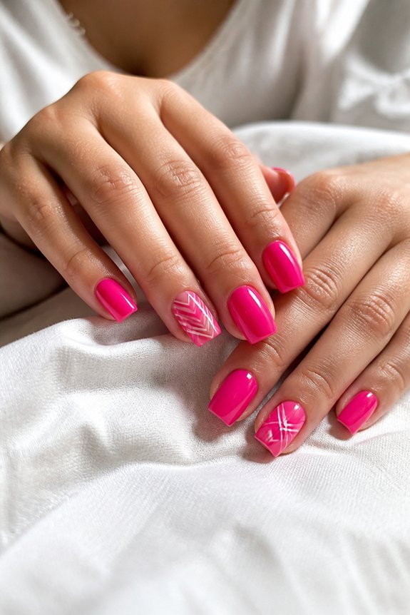bright pink summer nails