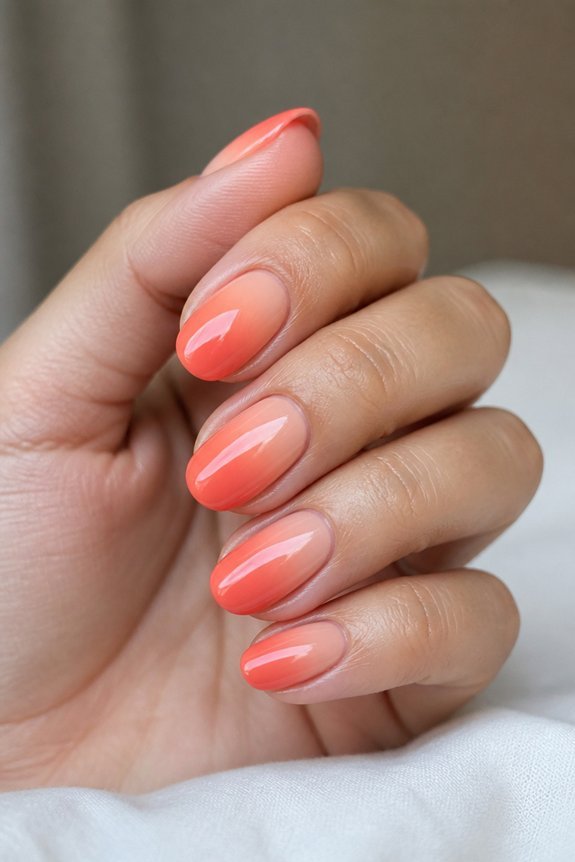 coral ombr nail technique