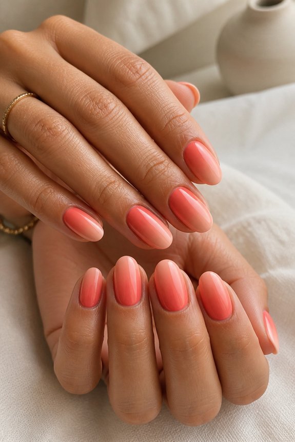 coral pink ombr nails