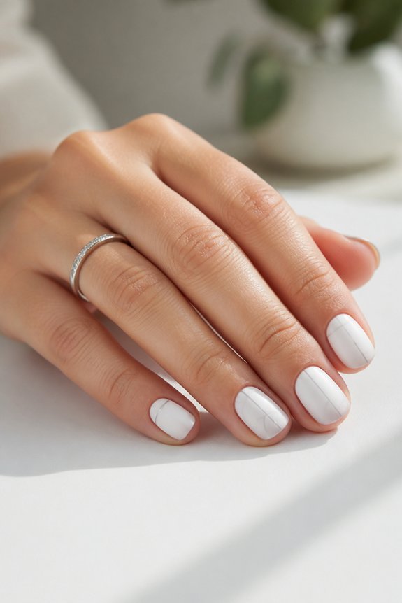 crisp white minimalist nail art