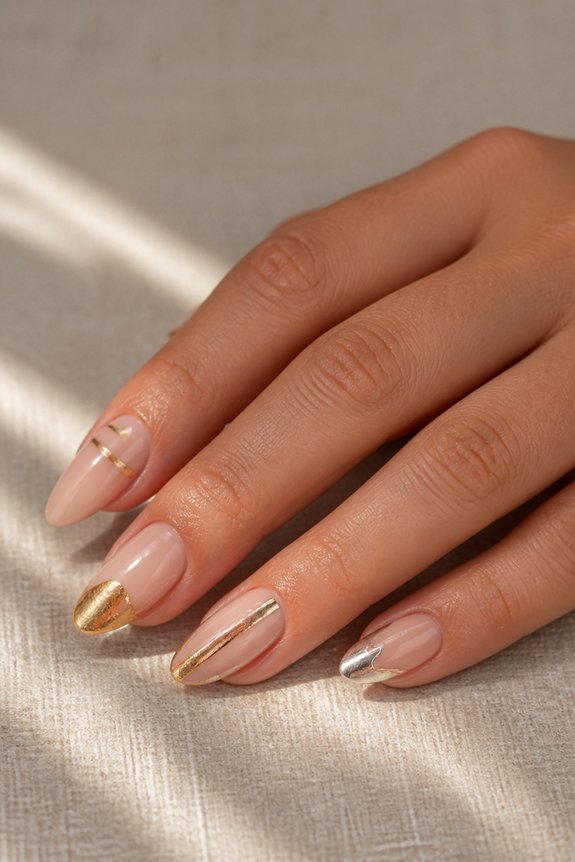 elegant metallic nail accents
