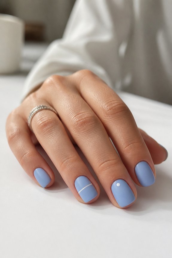 elegant minimalist blue nails