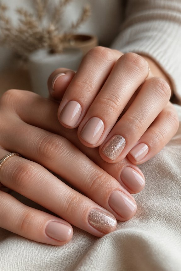 elegant nude shimmer manicure