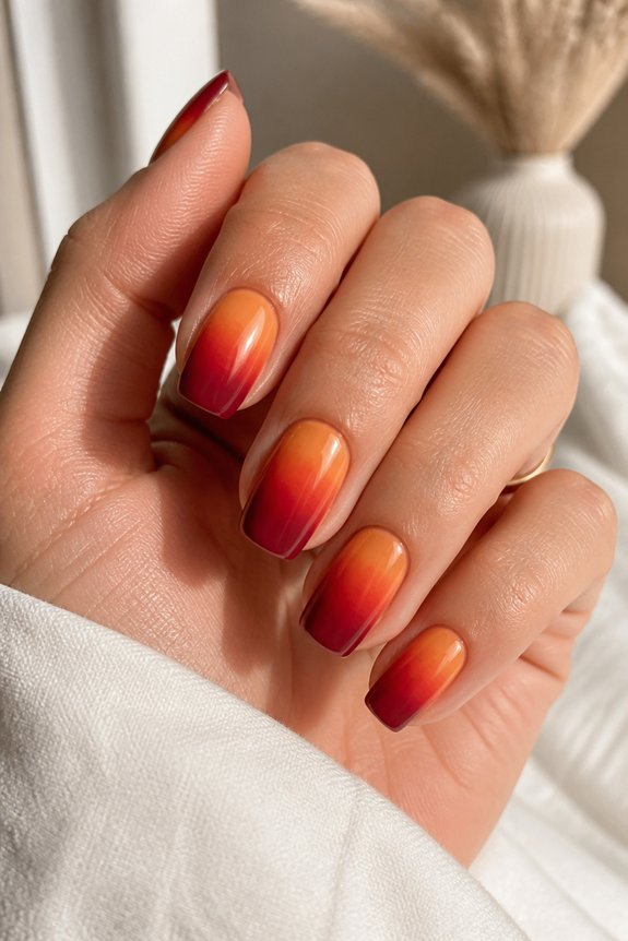 gradient sunset nail design