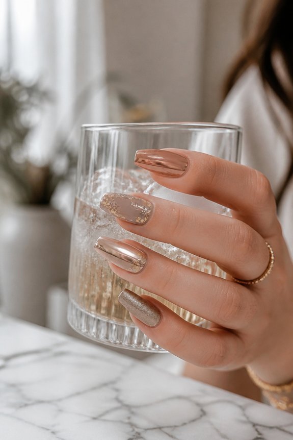 luxurious metallic nail art