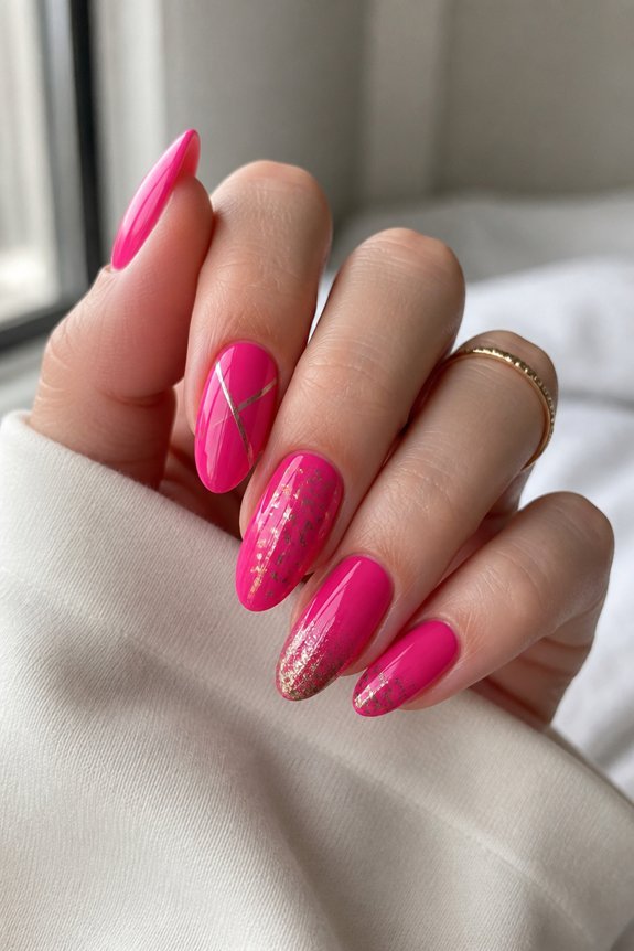 metallic hot pink nails