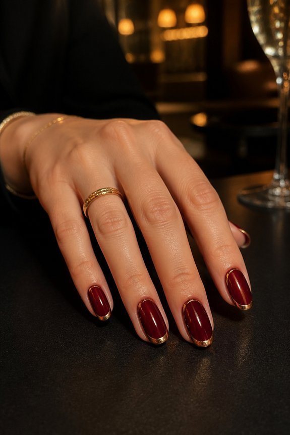 metallic red nail accents