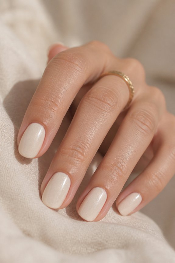 minimalist ivory glitter nails