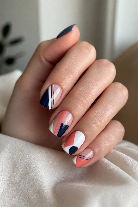 modern geometric vacation nails