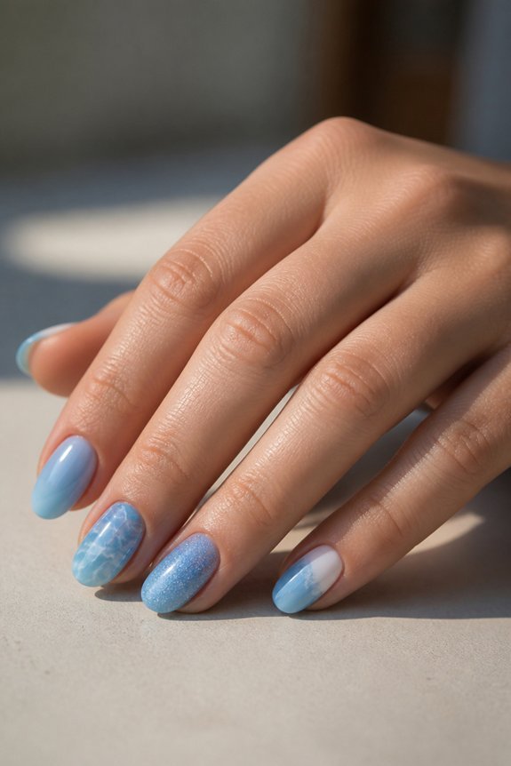 ocean inspired blue nail art