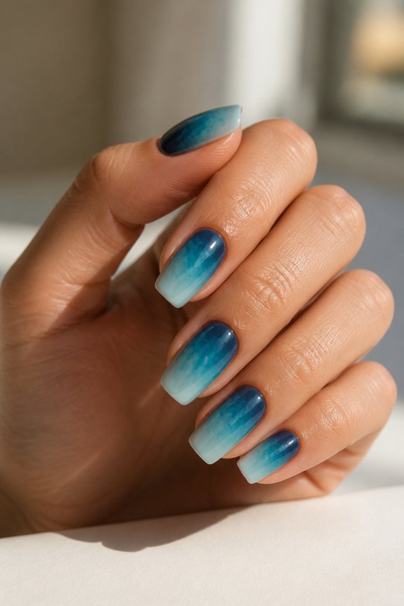 ocean inspired gradient nail design