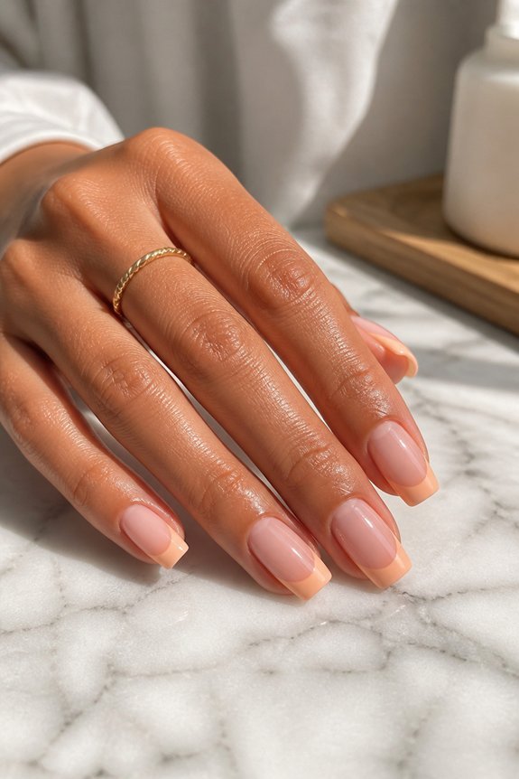 peachy french manicure tips