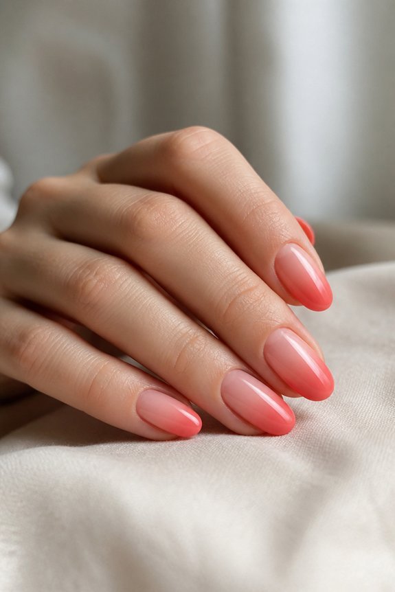peachy pink ombr nails