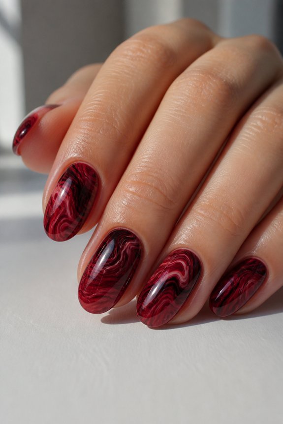 red marble nail art