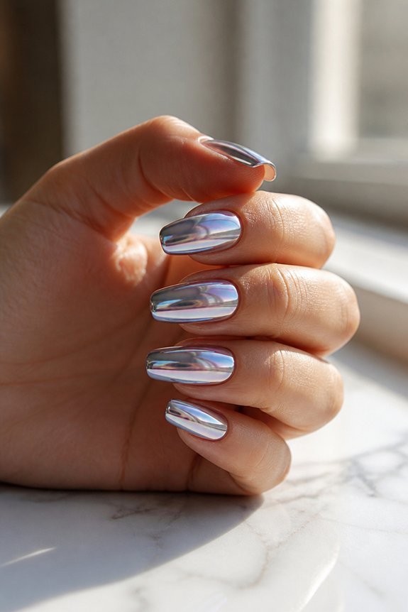 shiny chrome gel nails