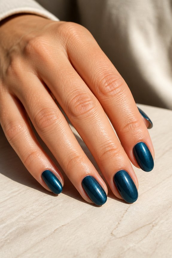 sophisticated deep teal manicure