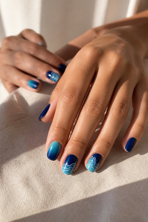 sophisticated ocean blue nails