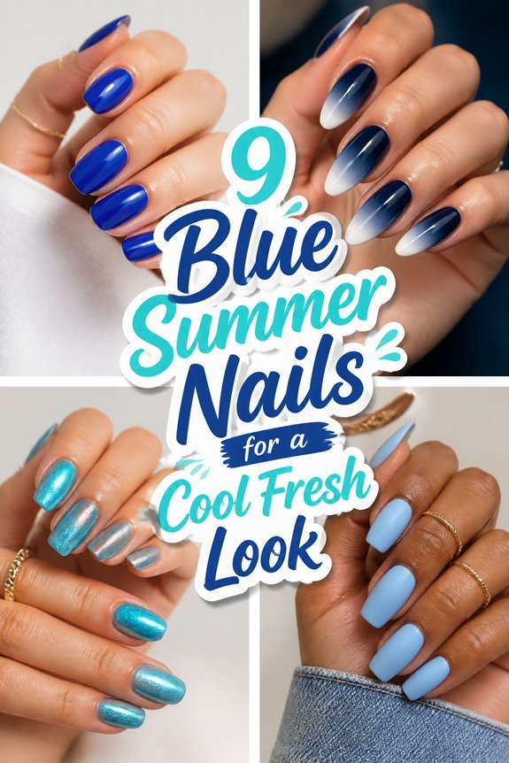 stylish blue summer nails